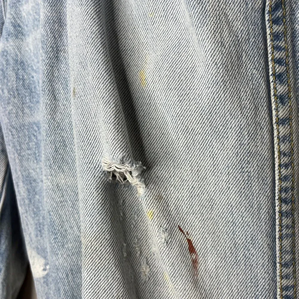 Hudson Button Up Destroyed Jeans with Paint